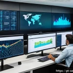 Home 18 사이버보안 인시던트 로그 분석 방법 - A detailed, high-tech cybersecurity operations center with diverse professionals analyzing multiple ...