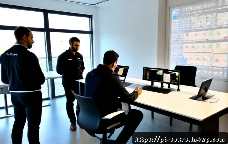 사이버 보안 사고 대응을 위한 체계적인 접근 - Photorealistic cybersecurity incident response team in a modern Lisbon office, diverse Portuguese pr...